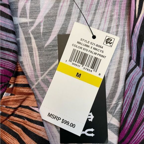 Royalty By Maluma All Over Print Palm Trees Shirt Men Medium Long Sleeve NWT - Picture 6 of 7